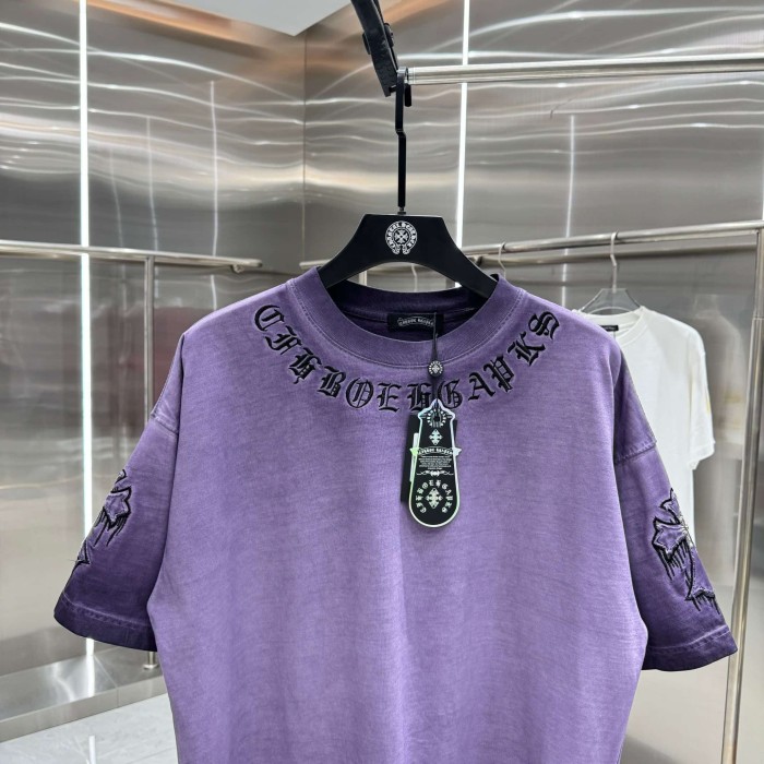1:1 quality version Vintage Tee Neck Wrap Gothic Letter Back Drip 3D Raised Cross Embroidery Washed Oversized T-shirt 2 colors 29319455