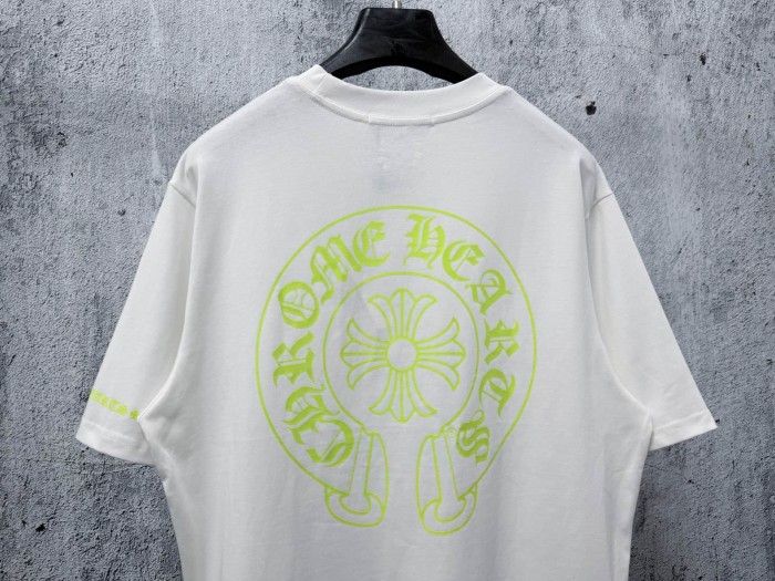 1:1 quality version Fluorescent Green Horseshoe Cross Print Pocket Detail Oversized Crew Neck T-shirt 2 colors 29319396