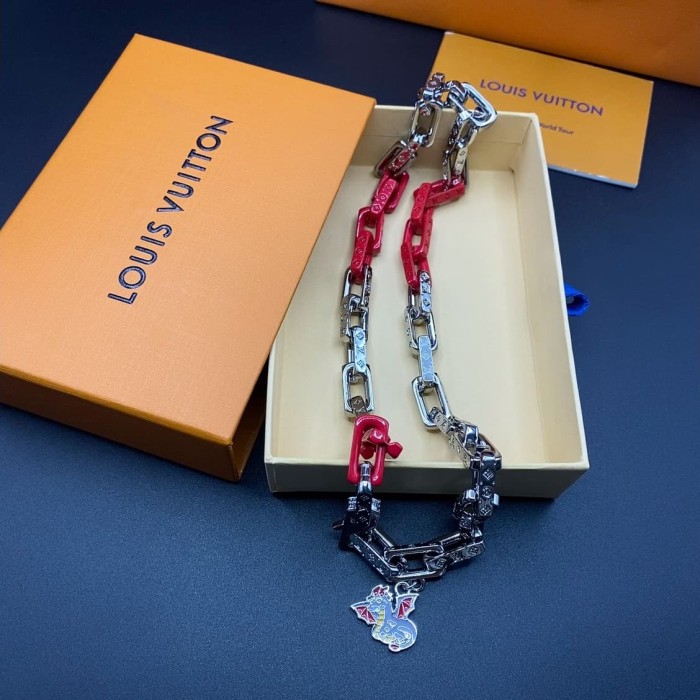 Color Block Bamboo Joint Monogram Paperclip Chain Necklace & Bracelet 8 colors 29321604