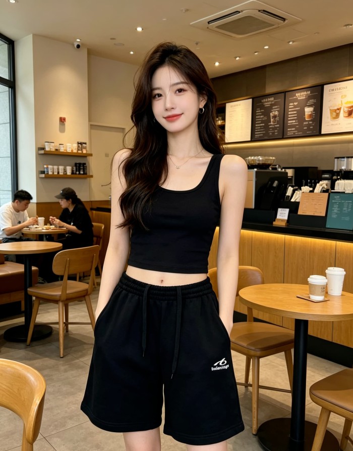 1:1 quality version Drawstring Waist Five Inch Side Curved Tiny Logo Embroidery Sweat Shorts 29321446