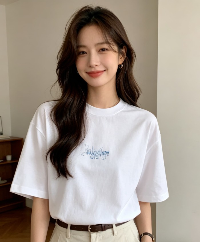 1:1 quality version Gothic Script Gradient Vintage Letter Print Distressed Frayed Neck Oversized T-shirt 2 colors 29321473
