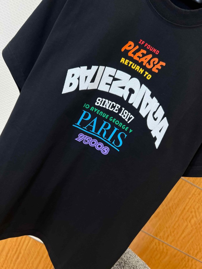 1:1 quality version  Arch Vintage Script Letter Paris Address Zip Code Multi Layout Slogan Print Oversized T-shirt 29321520