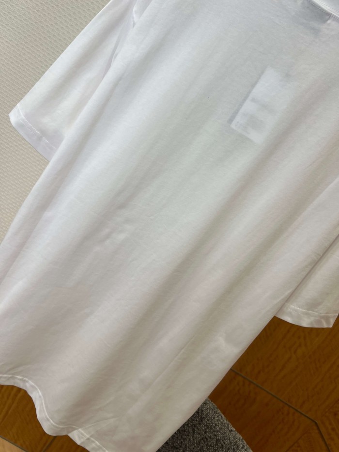 1:1 quality version Tropical Palm Gradient Spray Paint Print Multi Element Badge Small Text Slogan Oversized Drop Shoulder T-shirt 29321499