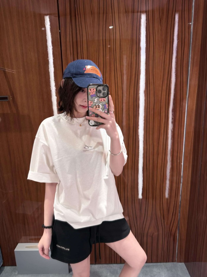 1:1 quality version Curved Line Small Logo Back Neck Tiny Letter Print Oversized T-shirt 2 colors 29321453