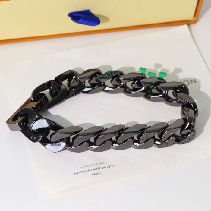Black Green Crystal Cuban Link Bracelet 29321601