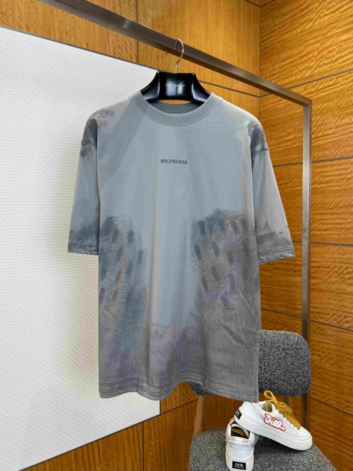 1:1 quality version Letter Embroidery Back Large Letter Print Bottom Gradient Scratch Mottled Distressed Oversized T-shirt 2 colors 29321475