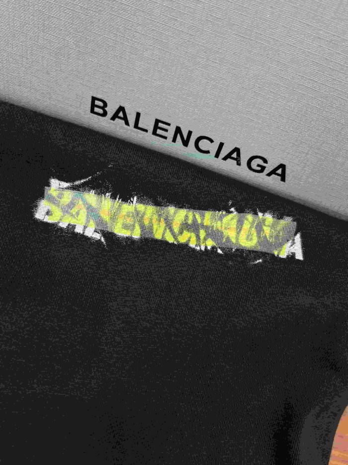 1:1 quality version Drawstring Elastic Waist Raw Edge Hem Cracked Yellow White Paint Letter Print Wide Leg Straight Floor Length Sweatpants 29321136