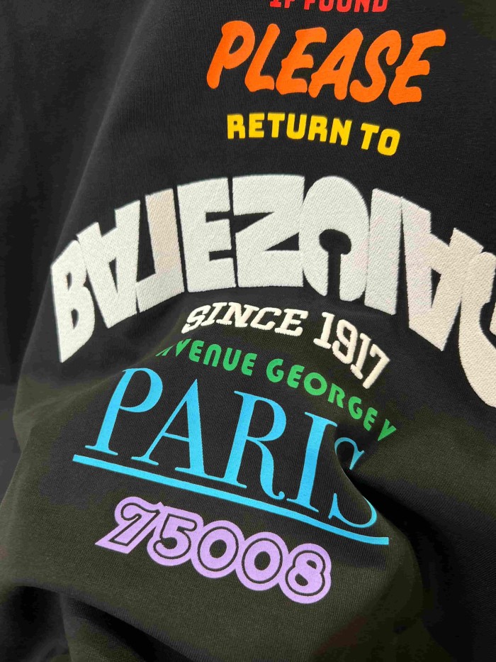 1:1 quality version  Arch Vintage Script Letter Paris Address Zip Code Multi Layout Slogan Print Oversized T-shirt 29321520