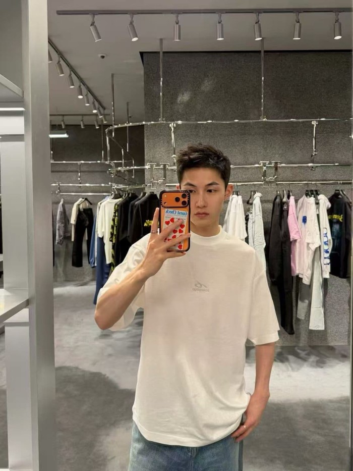 1:1 quality version Curved Line Small Logo Back Neck Tiny Letter Print Oversized T-shirt 2 colors 29321453