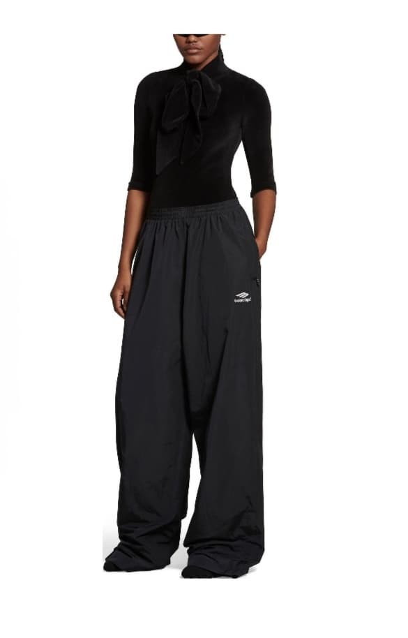1:1 quality version Quick Dry Nylon Fabric Drawstring Elastic Waist Curved Mini Logo Embroidery Drape Wide Leg Straight Athletic Pants 29321123