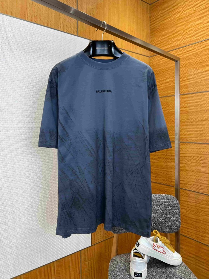 1:1 quality version Letter Embroidery Back Large Letter Print Bottom Gradient Scratch Mottled Distressed Oversized T-shirt 2 colors 29321475