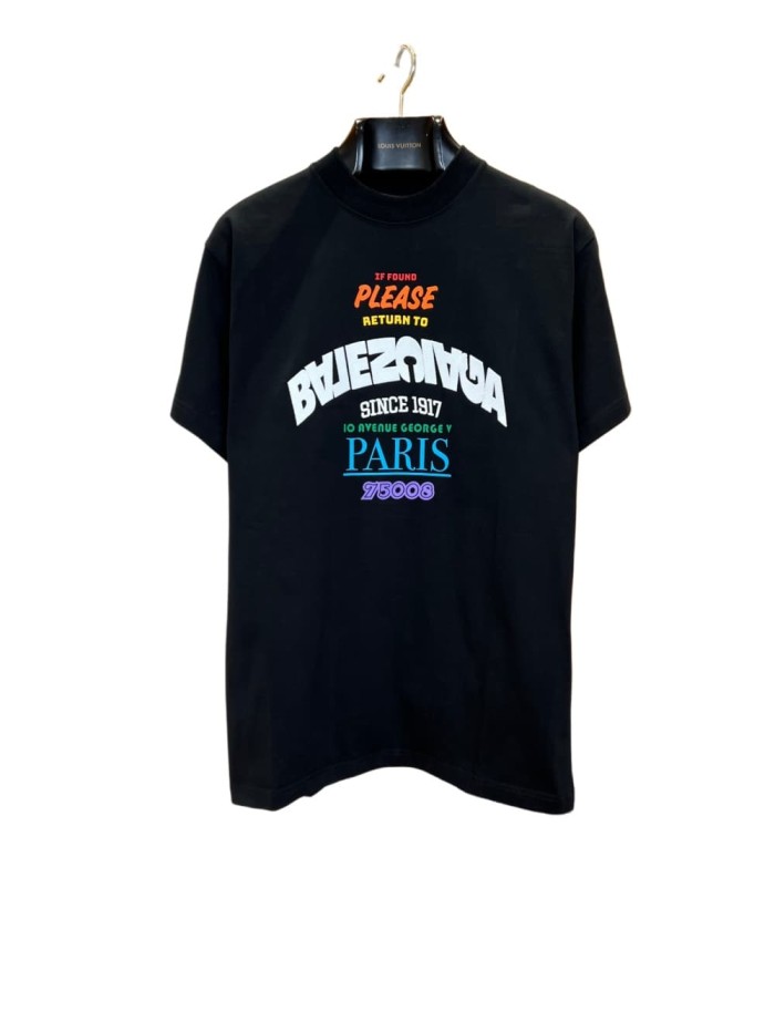 1:1 quality version  Arch Vintage Script Letter Paris Address Zip Code Multi Layout Slogan Print Oversized T-shirt 29321520