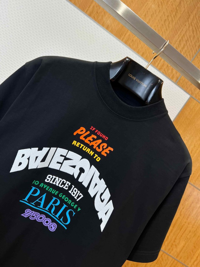 1:1 quality version  Arch Vintage Script Letter Paris Address Zip Code Multi Layout Slogan Print Oversized T-shirt 29321520