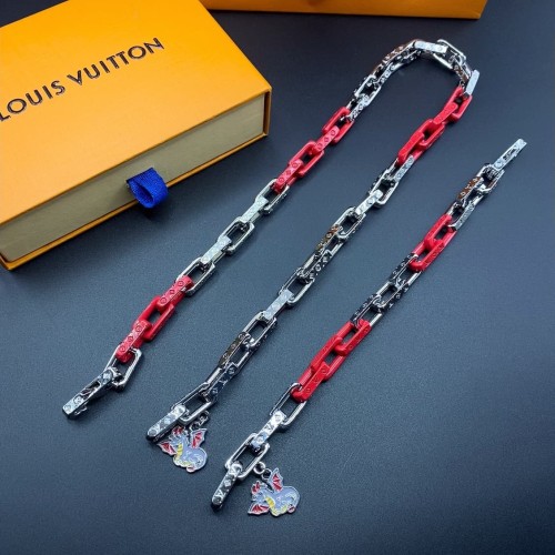 Color Block Bamboo Joint Monogram Paperclip Chain Necklace & Bracelet 8 colors 29321604