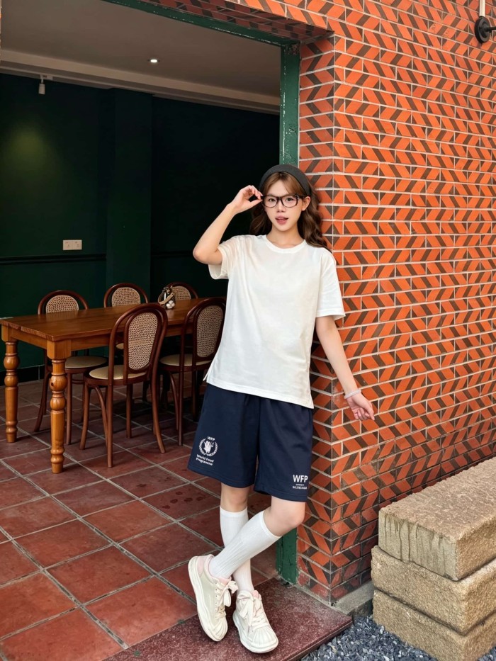 1:1 quality version Drawstring Elastic Waist Dual Side WFP Wheat Badge Letter Print Wide Leg Five Inch Athletic Sweat Shorts 29321429