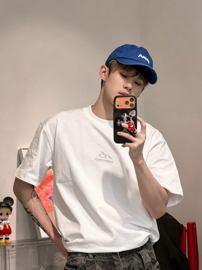 1:1 quality version Curved Line Small Logo Back Neck Tiny Letter Print Oversized T-shirt 2 colors 29321453