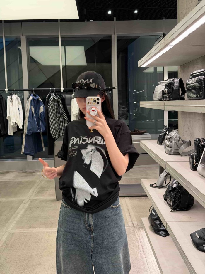 1:1 quality version Dark Streetwear Side Profile Portrait Letter Slogan Print Heavy Washed Crew Neck Oversized Drop Shoulder T-shirt 29321108
