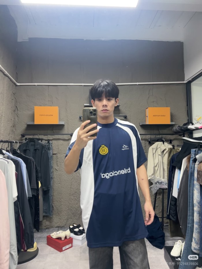 1:1 quality version Color Block Soccer Jersey Tee Front Letter Crown Badge Print Back Number 10 Loose Quick Dry Sports T-shirt 29321094