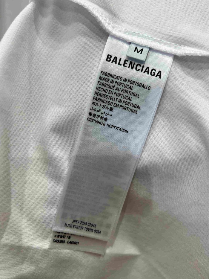 1:1 quality version Tropical Palm Gradient Spray Paint Print Multi Element Badge Small Text Slogan Oversized Drop Shoulder T-shirt 29321499