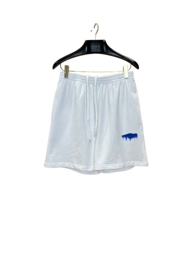 1:1 quality version  Double Drawstring Elastic Waist Single Side Blue Melting Drip Letter Print Loose Five Point Sweat Shorts 29321610