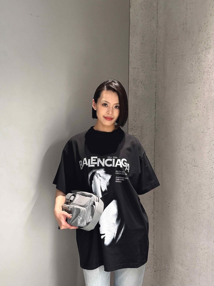 1:1 quality version Dark Streetwear Side Profile Portrait Letter Slogan Print Heavy Washed Crew Neck Oversized Drop Shoulder T-shirt 29321108