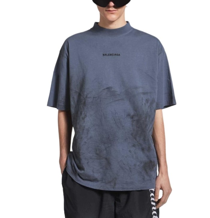 1:1 quality version Letter Embroidery Back Large Letter Print Bottom Gradient Scratch Mottled Distressed Oversized T-shirt 2 colors 29321475