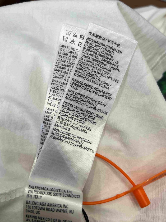 1:1 quality version Tape Cover Cracked Green Splatter Ink Letter Print Frayed Neckline Oversized Drop Shoulder T-shirt 29321426