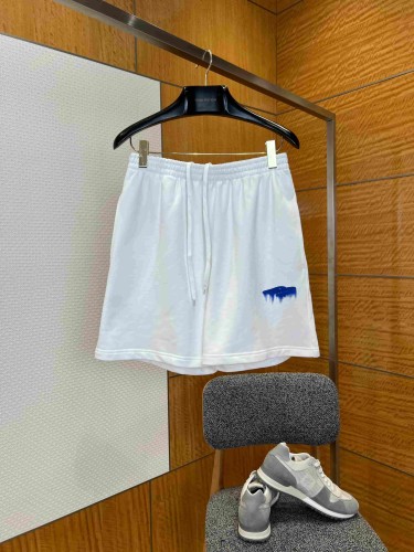 1:1 quality version  Double Drawstring Elastic Waist Single Side Blue Melting Drip Letter Print Loose Five Point Sweat Shorts 29321610