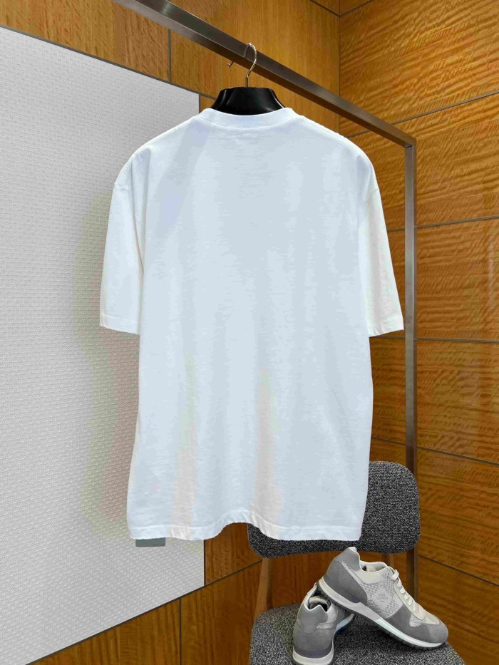 1:1 quality version Tape Cover Cracked Green Splatter Ink Letter Print Frayed Neckline Oversized Drop Shoulder T-shirt 29321426