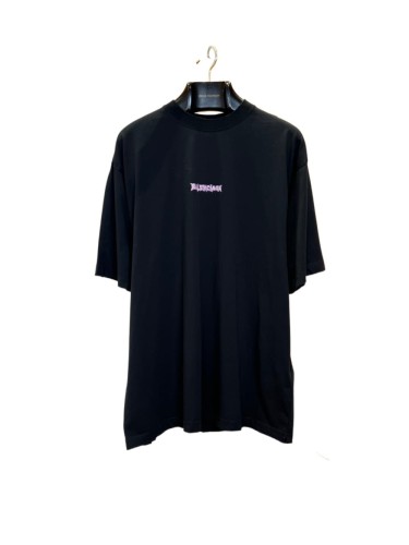 1:1 quality version  Large Light Purple Thorn Rip Gothic Font Double Side Print Bottom Frayed Destroy Oversized T-shirt 29321597