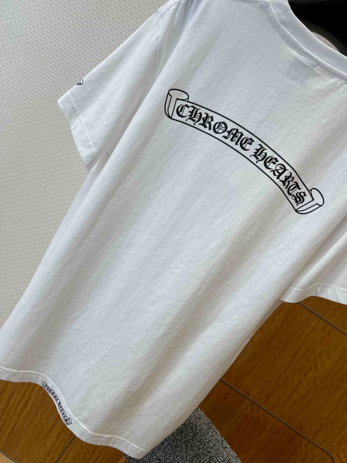 1:1 quality version Neck Wrap Gothic Letter Pocket Dagger Floral Print Back Scroll Cursive Font Oversized T-shirt 2 colors 29321079