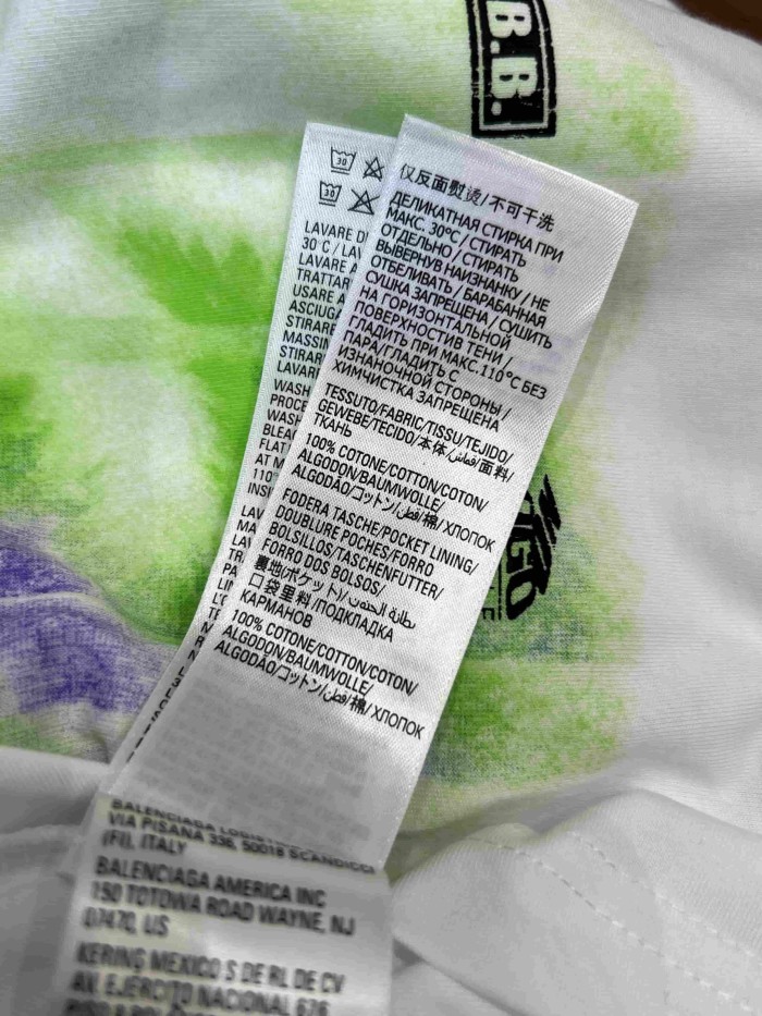 1:1 quality version Tropical Palm Gradient Spray Paint Print Multi Element Badge Small Text Slogan Oversized Drop Shoulder T-shirt 29321499
