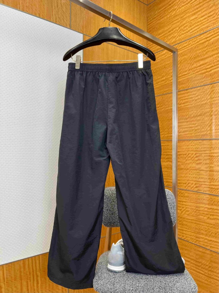 1:1 quality version Quick Dry Nylon Fabric Drawstring Elastic Waist Curved Mini Logo Embroidery Drape Wide Leg Straight Athletic Pants 29321123
