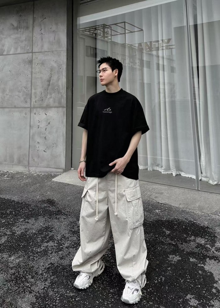 1:1 quality version Curved Line Small Logo Back Neck Tiny Letter Print Oversized T-shirt 2 colors 29321453