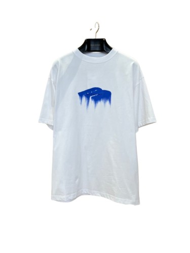 1:1 quality version Royal Blue Irregular Paint Brush Melting Drip Gradient Mini Logo Print Oversized Drop Shoulder T-shirt 29321628