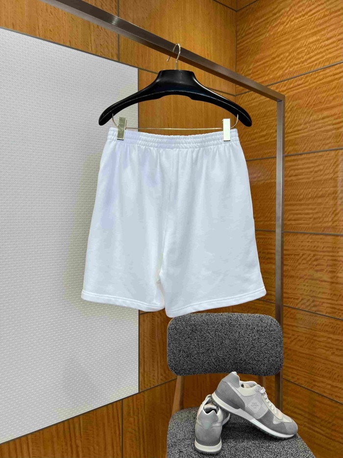1:1 quality version  Double Drawstring Elastic Waist Single Side Blue Melting Drip Letter Print Loose Five Point Sweat Shorts 29321610