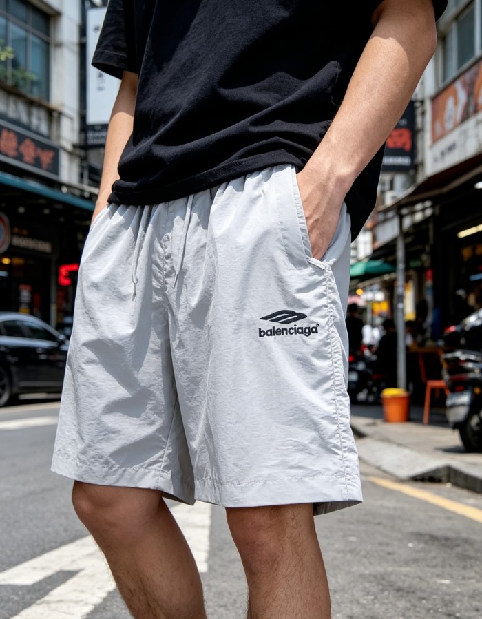 1:1 quality version Drawstring Elastic Waist Side Mini Triangle Logo Letter Print Straight Loose Five Inch Beach Athletic Shorts 2 colors 29321443