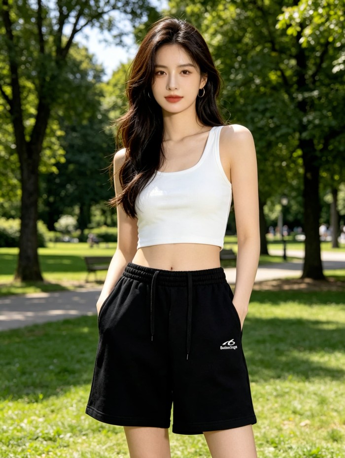 1:1 quality version Drawstring Waist Five Inch Side Curved Tiny Logo Embroidery Sweat Shorts 29321446