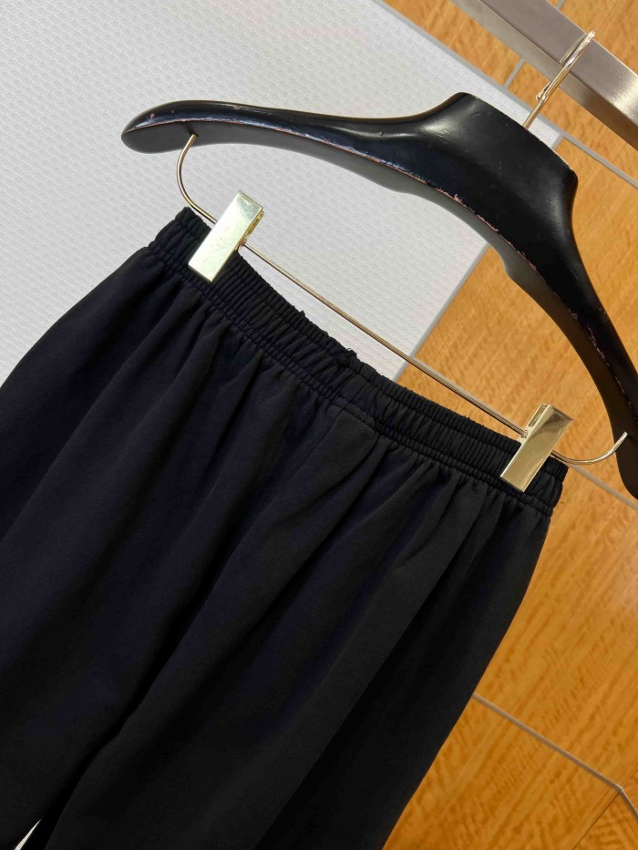 1:1 quality version Drawstring Elastic Waist Raw Edge Hem Cracked Yellow White Paint Letter Print Wide Leg Straight Floor Length Sweatpants 29321136