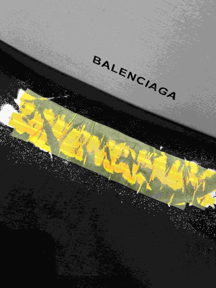 1:1 quality version Tape Cover Cracked Yellow White Splatter Ink Letter Print Oversized Drop Shoulder T-shirt 29321187