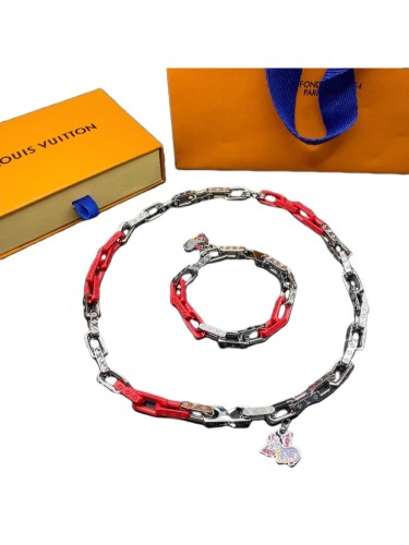 Color Block Bamboo Joint Monogram Paperclip Chain Necklace & Bracelet 8 colors 29321604