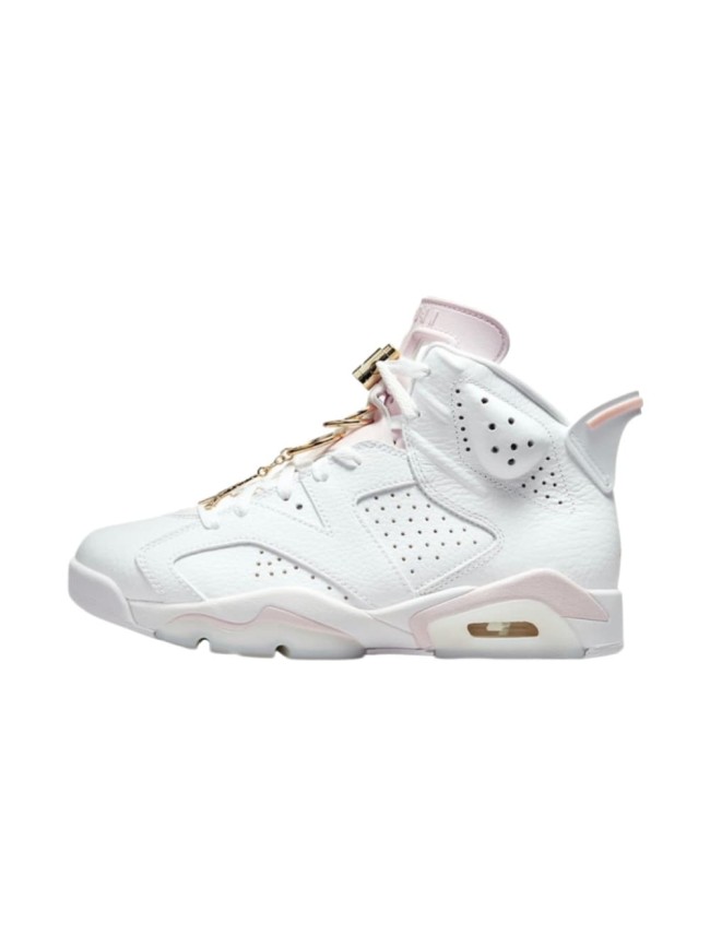 [plus-size shoes] Air @j6 Gold Hoops White Pink Gold Pendant High Top Basketball Sneakers 29322837