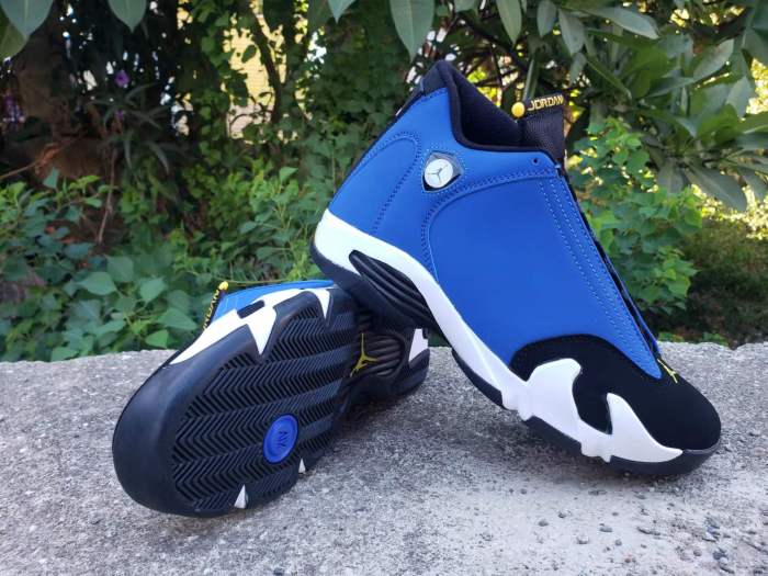 [plus-size shoes] Air @j14 Retro Low Laney Anti-slip Lightweight Men's Black and Blue Vintage Basketball Shoes 29323012