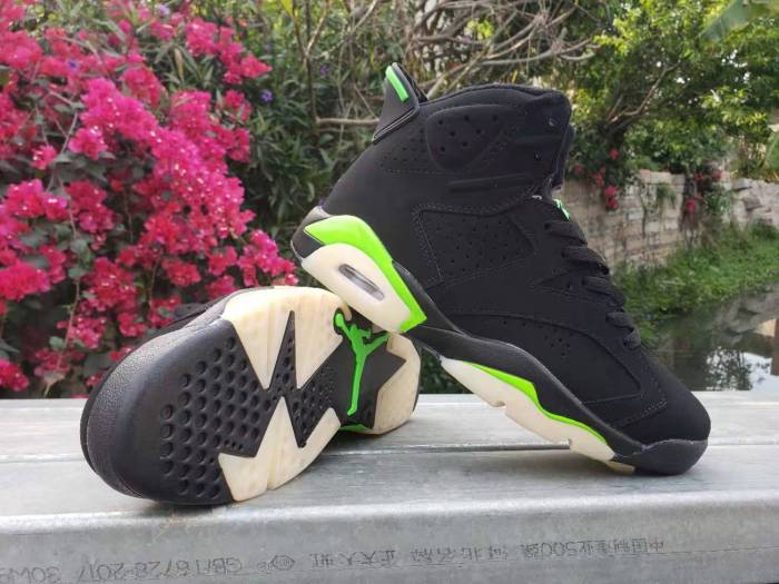 [plus-size shoes] Air @j6 Electric Green Air Cushion Shock Absorbing Black Volt Green Glow In The Dark Outsole High Top Basketball Sneakers 29322848