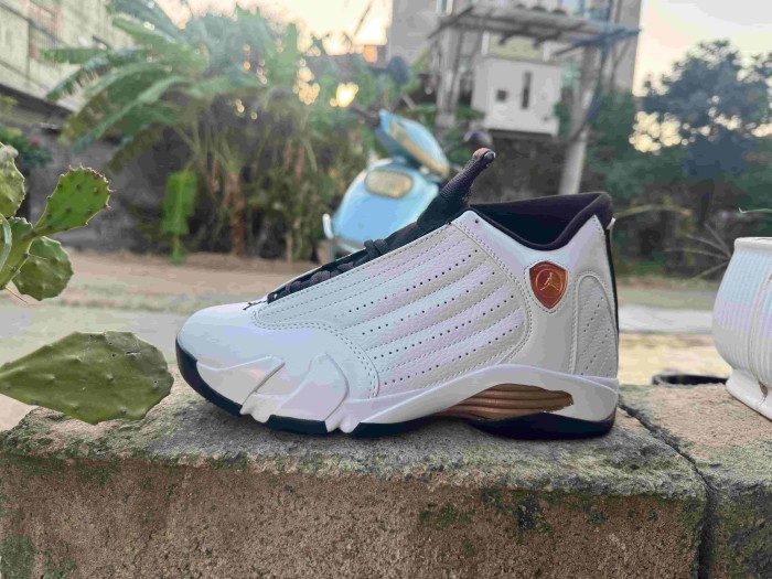 [plus-size shoes] Air @j14 Retro White Copper Black Breathable Cushioned Vintage Basketball Shoes 29323036
