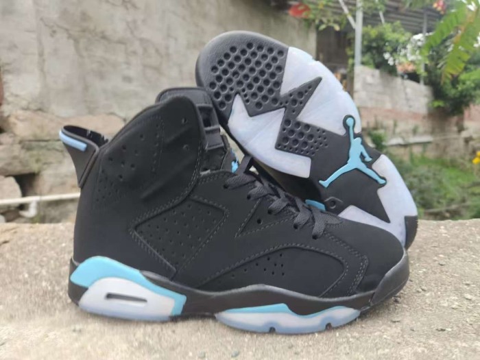 [plus-size shoes] Air @j6 Retro Classic Street Style Breathable Perforated Black UNC Blue Transparent Outsole Casual Sports Shoes 29322768