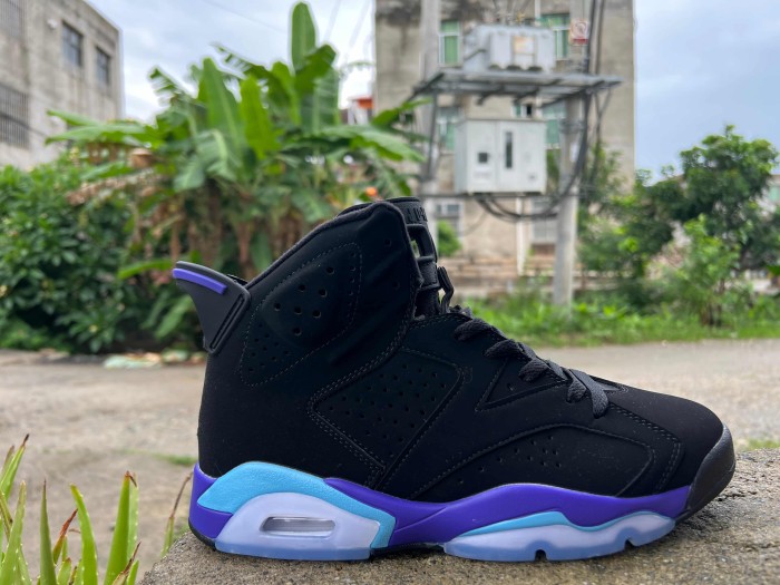 [plus-size shoes] Air @j6 Aqua Retro Black Purple Light Blue High Top Basketball Sneakers 29322789