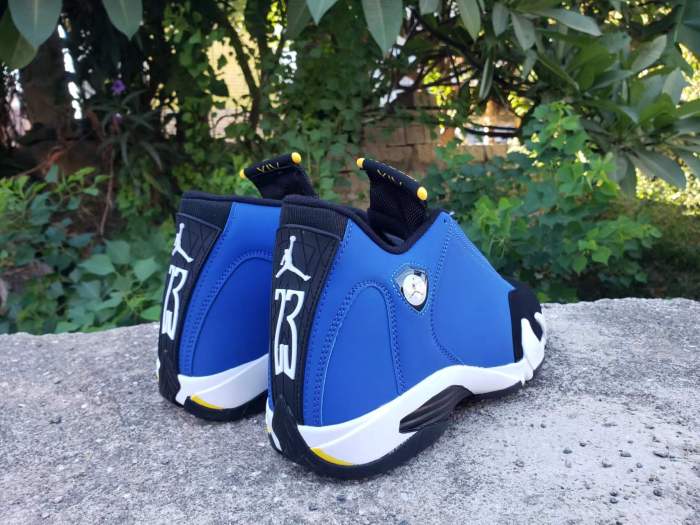 [plus-size shoes] Air @j14 Retro Low Laney Anti-slip Lightweight Men's Black and Blue Vintage Basketball Shoes 29323012