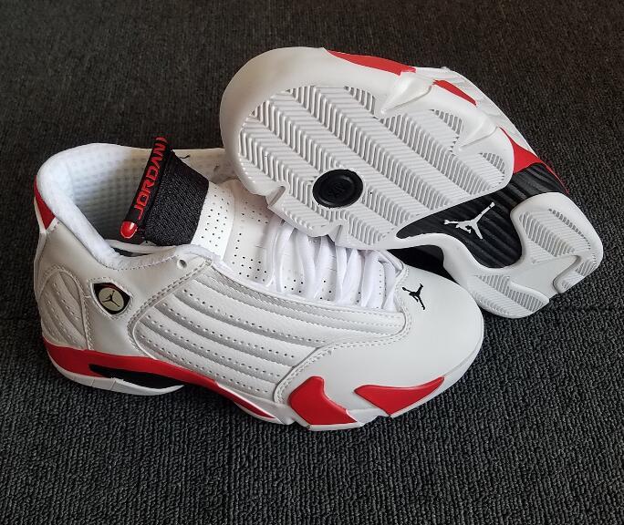 [plus-size shoes] Air @j14 Candy Cane Breathable Perforated White Red Vintage Basketball Shoes 29322939