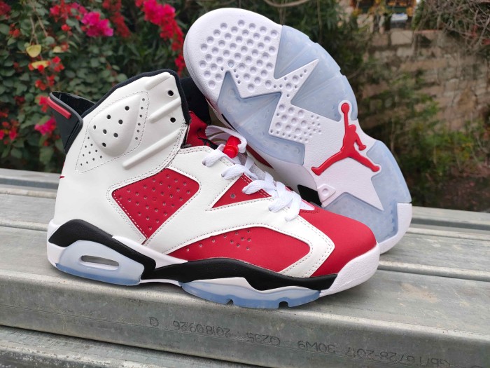 [plus-size shoes] Air @j6 Retro Retro Carmine Air Cushion White Red Black Crystal Clear Outsole High Top Basketball Sneakers 29322813